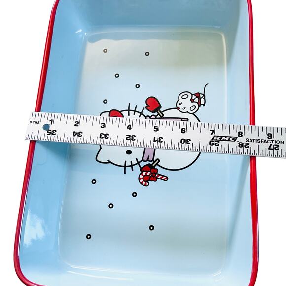 Hello Kitty Rectangular Baking Pan 12x8" Christmas Snowman Ceramic Casserole New - Picture 7 of 8